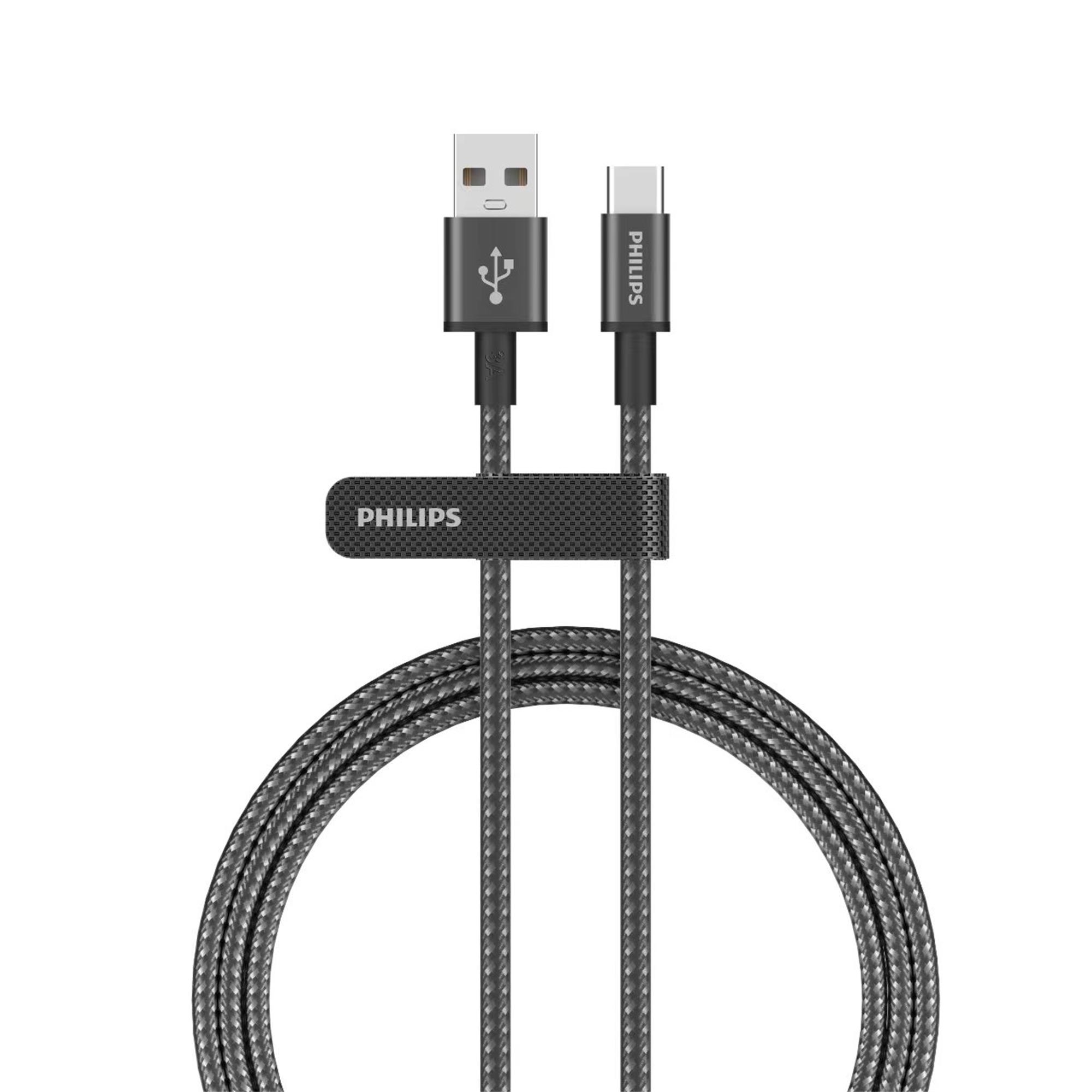 Kabel nabíjecí Philips DLC5060A/00, USB-A na USB-C, černý, 2m
